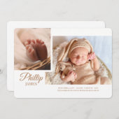 Showy Script Photo Birth Notice Aankondiging (Voorkant / Achterkant)