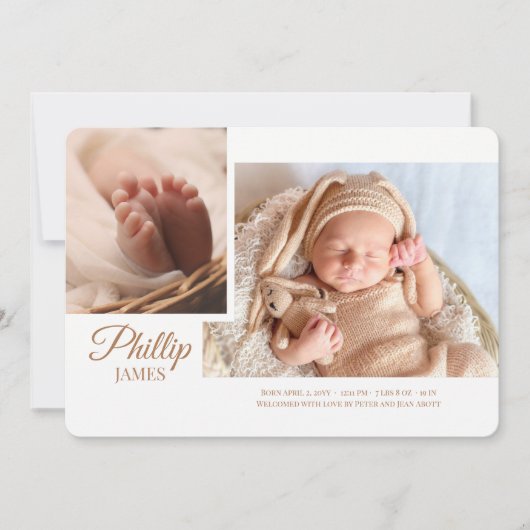 Showy Script Photo Birth Notice Aankondiging (Voorkant)