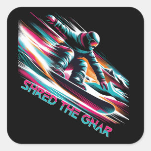 Shred de Gnar Snowboarden Vierkante Sticker