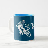 Shred Durango Colorado Mountainbike Tweekleurige Koffiemok (Voorkant links)