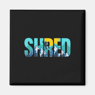Shred Mountain Snowboarding Slopes Sunset Graphic Magneet