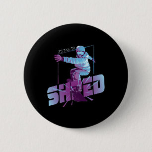 Shred Shirt Vintage Snowboard 80s Kostuum Snowboar Ronde Button 5,7 Cm