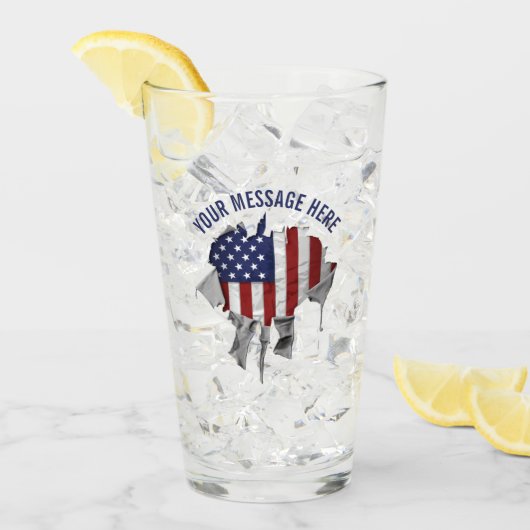 Shredded, Ripped and Torn American Flag Glass Glas (Voorkant ijs)