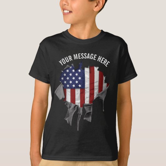 Shredded, Ripped and Torn American Flag T-Shirt (Voorkant)