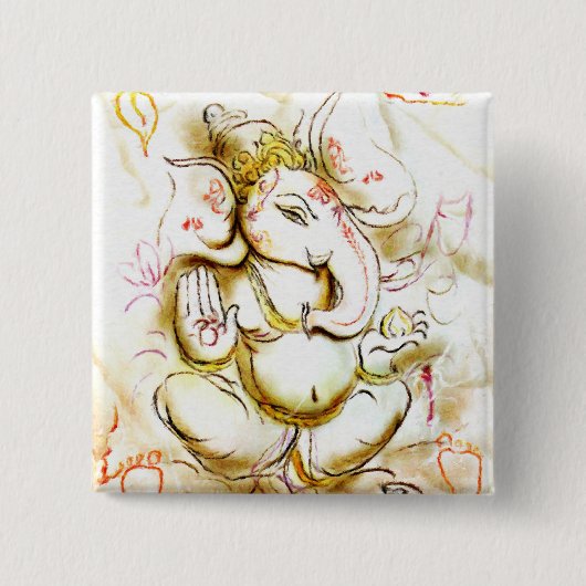 Shree Ganesh Vierkante Button 5,1 Cm (Voorkant)