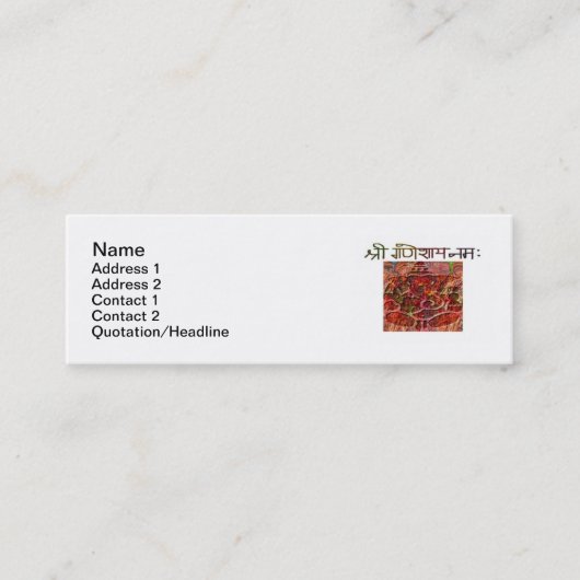 Shree Ganeshay Nama 3" maigre" carte de visite x1 (Devant)