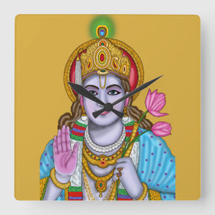Shree Krishna Wandklok Vierkante Klok