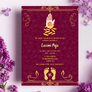 Shree Laxmi Puja Bloemen Uitnodiging