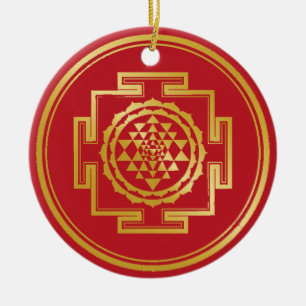 Shree Yantra Auspicious Sacred Geometrical Symbol Keramisch Ornament