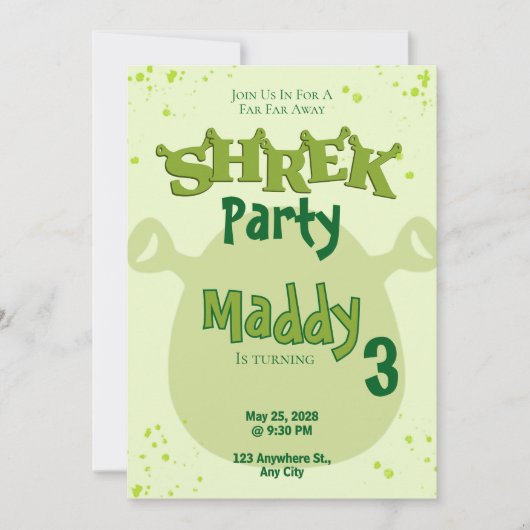 Shrek Inspired Birthday Invitation | Far Far Away  (Devant)