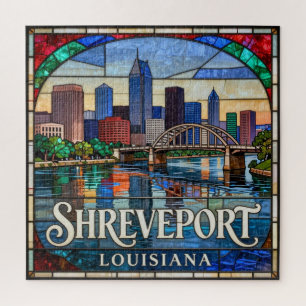 Shreveport Louisiana Glas-in-lood-stadspan 🌉 Legpuzzel