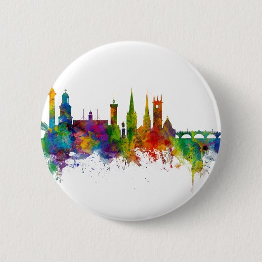 Shrewsbury England Skyline Ronde Button 5,7 Cm (Voorkant)