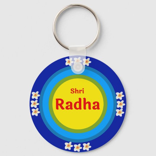 Shri Radha zoals in het Vrindavan Engels Sleutelhanger (Voorkant)