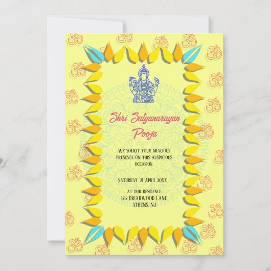 Shri Satyanarayan Pooja Indian Kaart (Voorkant)