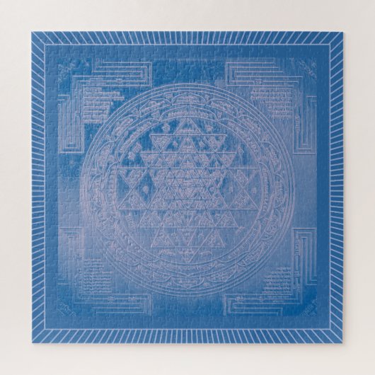 Shri Yantra Mandala: Blauw Legpuzzel (Verticaal)