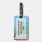 Shrimp Boat Docked Abstract Impressionisme Bagagelabel (Achterkant verticaal)