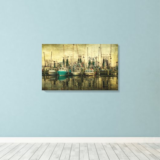 Shrimp Boat Lineup Canvas Afdruk (Insitu (Houten vloer))