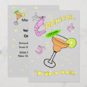 Shrimp Cartoon Cocktail Party Invitation Kaart (Voorkant / Achterkant)