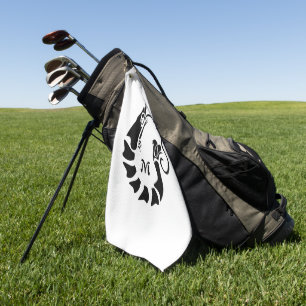 Shrimp Monogram in een Black Stencil Style Golfhanddoek