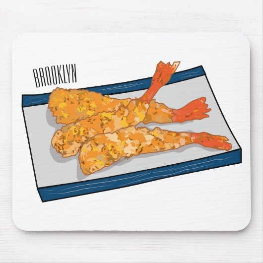 Shrimp tempura cartoon illustratie muismat (Voorkant)