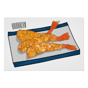Shrimp tempura cartoon illustratie perfect poster