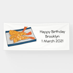 Shrimp tempura cartoon illustratie spandoek