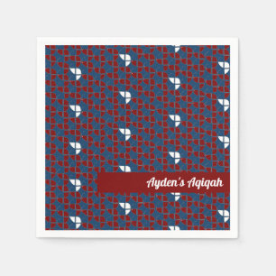SHRIMPLY Blauw Rood Patroon, Aqiqah Baby Jongensdo Servet