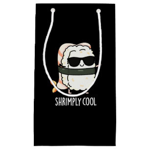 Shrimply Cool Funny Shrimp Sushi Pun Dark BG Klein Cadeauzakje