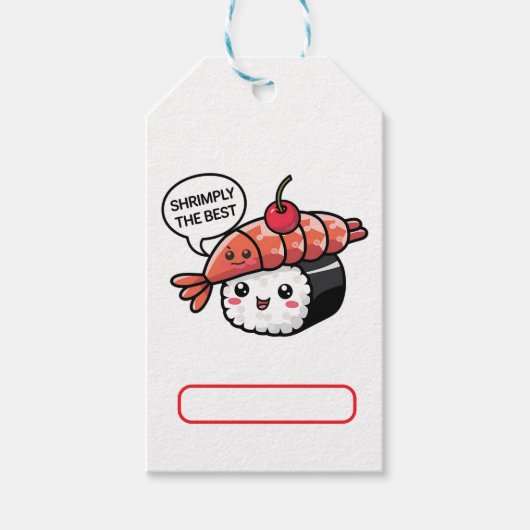 Shrimply de beste kawaii sushi cadeaulabel (Voorkant)