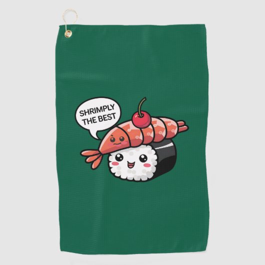 Shrimply de beste kawaii sushi golfhanddoek (Voorkant)