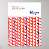 SHRIMPLY Kawaii Retro Sinaasappel Wit Kwekerij Cus Poster (Voorkant)