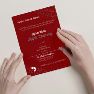SHRIMPLY Retro Rood Wit, Aqiqah Baby shower Kaart
