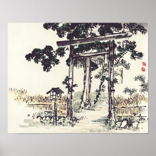 Shrine gate door Kōno Bairei Poster (Voorkant)