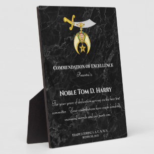Shriners Waarderings Award Plaquette Fotoplaat