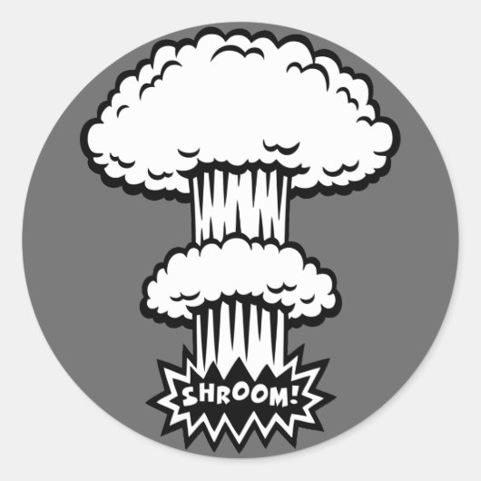 SHROOM! -b/w Ronde Sticker (Voorkant)