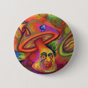 "Shroomin" Psychedelic Mushroom Button