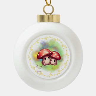 Shroomoscope Tweelingen Sneeuwvlok ingelijst Ornam Keramische Bal Ornament