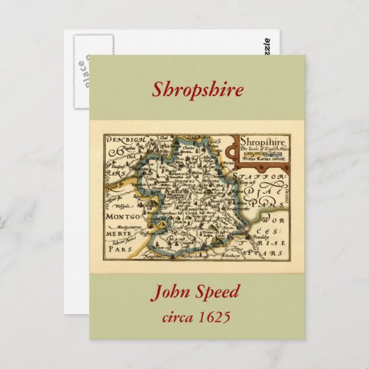 Shropshire Comté Angleterre Ancienne carte Antiqua (Devant / Derrière)