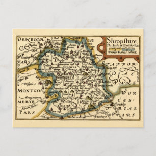 Shropshire County England Oude antiquarische kaart