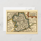 Shropshire County Map, Engeland Briefkaart (Voorkant / Achterkant)