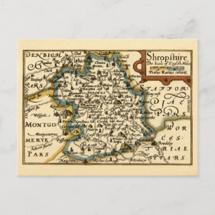 Shropshire County Map, Engeland Briefkaart