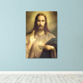 Shroud of Turin Jesus Christus face, Heilig Gezich Canvas Afdruk (Insitu (Houten vloer))