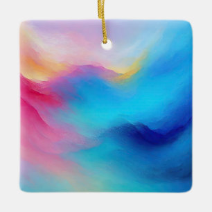 "Shroudglen" Roze en Blauw Landschap Zeegezicht. Keramisch Ornament