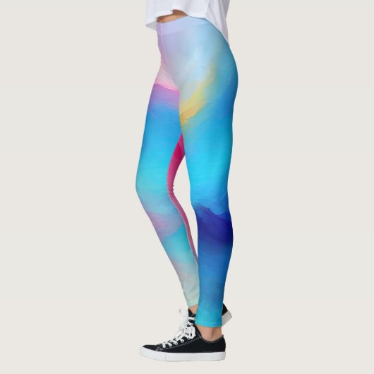 "Shroudglen" Roze en Blauw Landschap Zeegezicht. Leggings (Links)