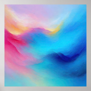 "Shroudglen" Roze en Blauw Landschap Zeegezicht. Poster