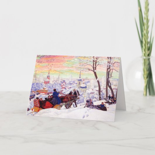 "Shrovetide" de Boris Kustodiev. Cartes de Noël (Devant)