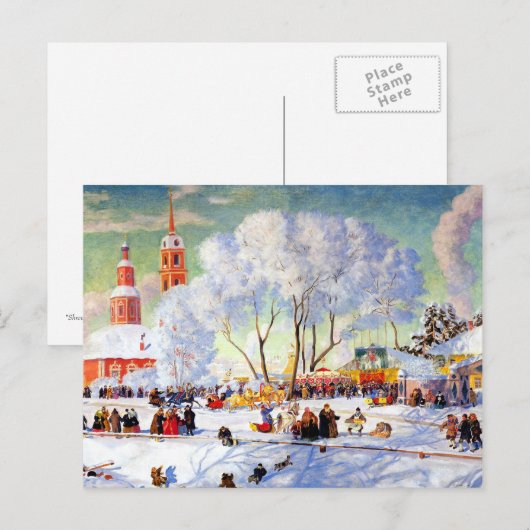 "Shrovetide" van Boris Kustodiev, Fine Art Briefka Briefkaart (Voorkant / Achterkant)