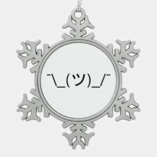 Shrug Emoticon Pennine_(ツ)_/ Japanse Kaomoji Tin Sneeuwvlok Ornament