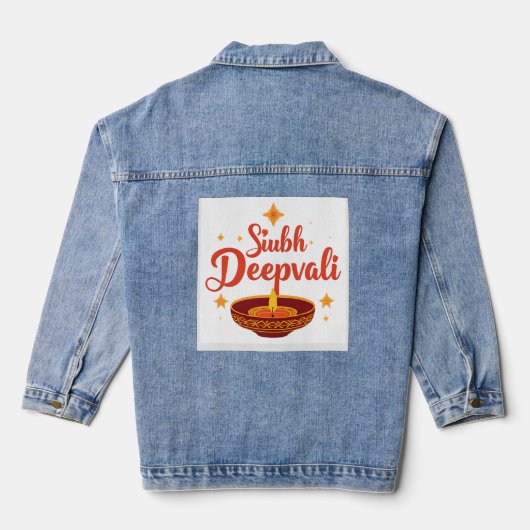 ✨ Shubh Deepavali | Traditional Diwali Rangoli | Denim Jacket (Achterkant)