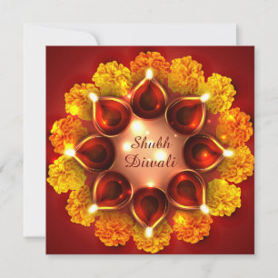 Shubh Diwali Merigold Gold Diya Festival van het L Feestdagenkaart
